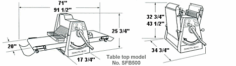 Table Top Sheeter Model SFB500 Specifications