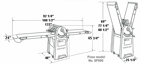 Floor Model Sheeter Model SF600 Specifications